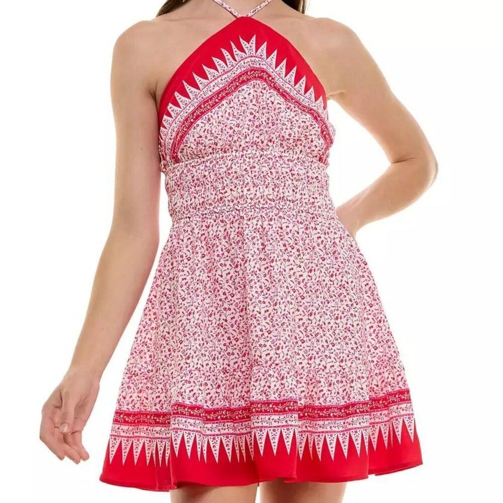 TRIXXI Smock-Waist Halter Mini-Dress